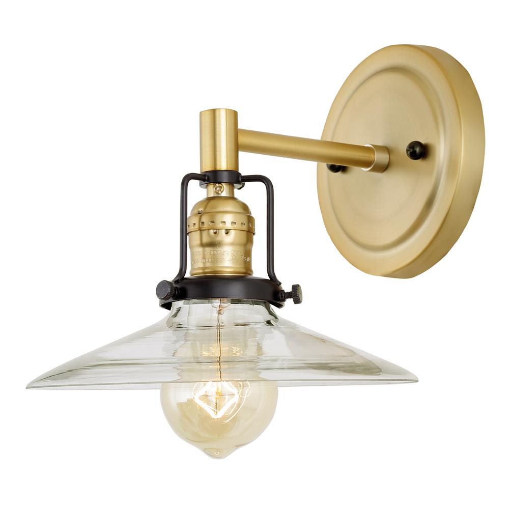Jvi Designs 1223-10 S1 Nob Hill One Light Ashbury Wall Sconce In Satin Brass And Black